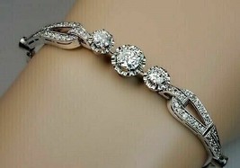 5.00Ct Taglio Rotondo Finto Moissanite Donna Bracciale 14K Placcato Oro Bianco - $441.05