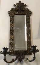 Antique Bradley &amp; Hubbard Brass Beveled Mirrored Wall Sconce Candle Hold... - $220.50