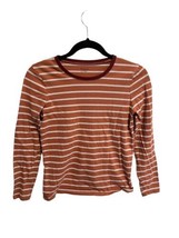 Madewell Womens Top Northside Long Sleeve Vintage Rust Brown Stripe T Shirt Xs - £9.17 GBP