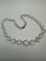 Antique 18&quot; Sterling Silver Crystal Knotted Graduated Necklace Beads 1.5... - £60.11 GBP