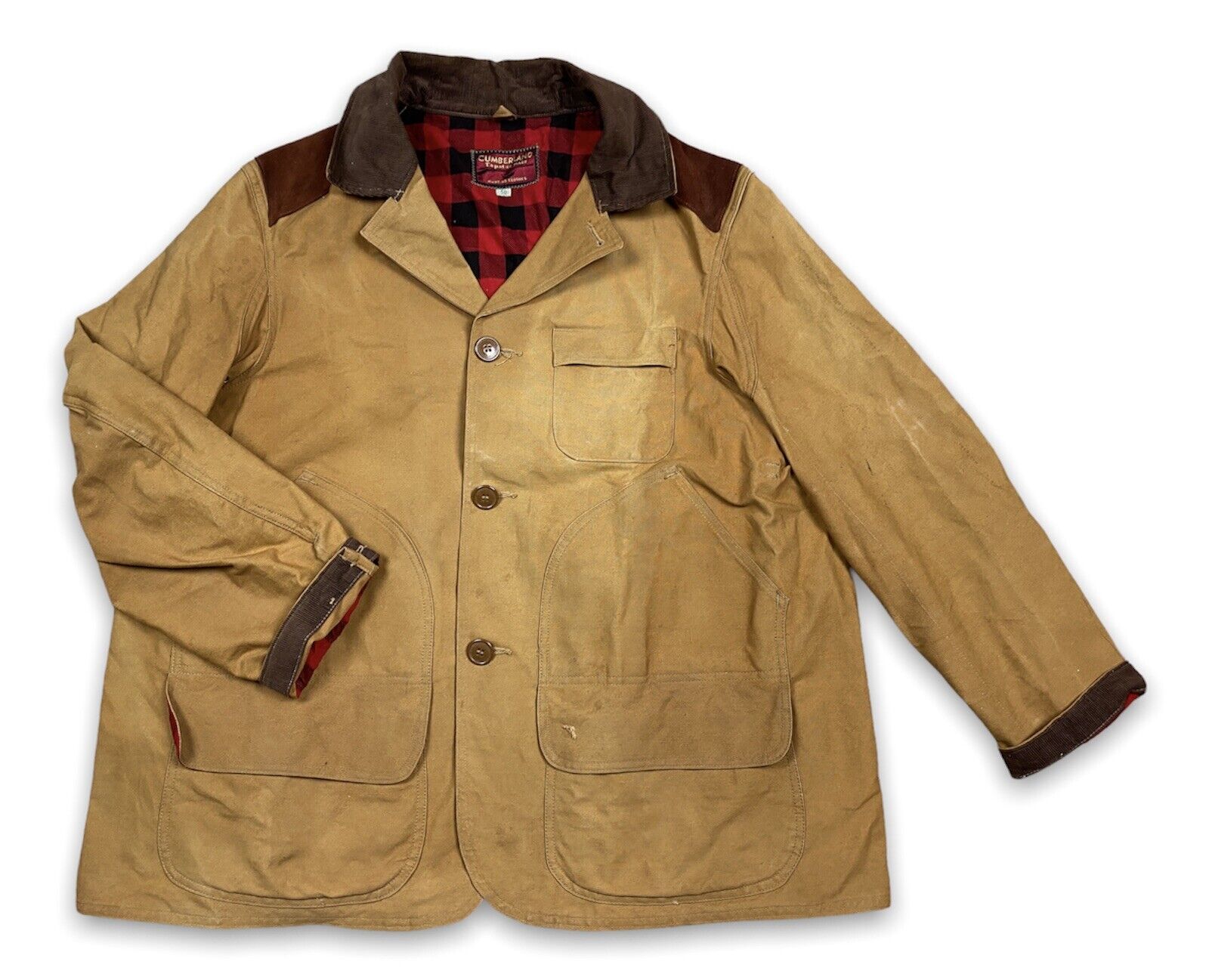 Primary image for Vintage 50s 60s Cumberland Tapatco Made Canvas Hunting Shooting Jacket SZ 50 USA