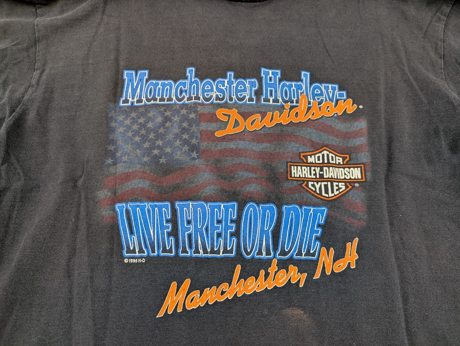 1995 Harley Davidson Manchester NH Single Stitch Black T shirt Live Free or Die Item image 12