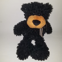 Colton GANZ Black Teddy Bear Plush Brown Plaid Bow Stuffed Animal Lovey Toy - £13.42 GBP