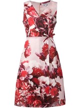 NWT New Designer Carolina Herrera $2490 Pink Silk Dress Flowers Red 12 W... - $1,109.30