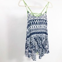 Altar&#39;d State Boho Hi-Low Spaghetti Strap Blue White Green Halter Racer ... - $9.89