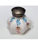 Old French Paris Style Ink Well Hand Painted Porcelain w/ Insert Ribbed ... - £29.52 GBP