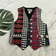 Against Gravity Womens Vintage 90s Vest Size M Petite Mixed Plaid Silk R... - $29.69