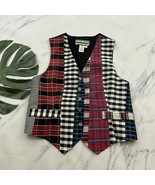 Against Gravity Womens Vintage 90s Vest Size M Petite Mixed Plaid Silk R... - $553.42 MXN