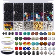 602Pcs Lava Beads Stone Kits With 8Mm Chakra Beads And Spacers Beads Bracelet El - £32.12 GBP