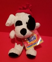Toy Holiday Puppy Plush White Dog Santa Hat Christmas Gift Card Stuffed Animal - £7.60 GBP