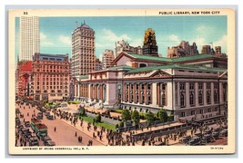 Public Library Building New York City NY NYC UNP Linen Postcard P27 - £1.54 GBP