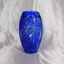 Blue Cut to Clear Vase # 22206 - $125.00