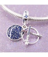 925 Sterling Silver Star Wars Lightsaber Double Dangle Charm Bead - $298.05 MXN