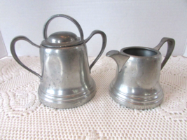 VINTAGE ROGERS SOLID PEWTER SUGAR BOWL WITH LID AND MATCHING CREAMER 1187  - $167.93 MXN