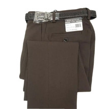 Bocaccio Uomo Boy&#39;s Brown Flat Front Dress Pants with a Brown Belt Sizes... - $24.99