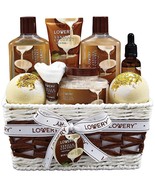 Bath and Body Gift Basket  9 Pc Set of Vanilla Coconut Home Spa Set NEW - £35.58 GBP