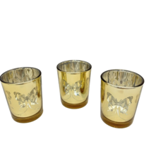 Vintage Gold Mirrored Glass Butterly Votive Candle Holders 2.5 x 2&quot; Lot ... - £13.05 GBP