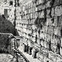 The Wailing Wall Place In Jerusalem 1909 Wood Engraving The Life Of Christ DWFF8 - £25.49 GBP