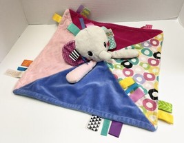 Bright Starts Taggies ElephantTag Toy Lovey Security Blanket Plush Velour Satin - £16.59 GBP