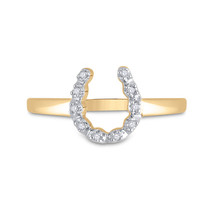 14k Yellow Gold Diamond-accent Womens Small Horse shoe Lucky Ring 1/20 Cttw - £204.77 GBP