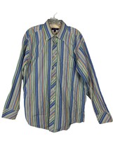 Ted Baker Mens Long Sleeve Collar Sz 16 34/35 Multicolor Striped Button-Up Shirt - £14.36 GBP