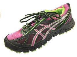 SH30 Asics Women 9.5 Gel Scram 2 Athletic Running Shoes Pink Green Black - £14.37 GBP