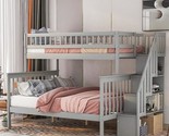 Twin Over Full Bunk Bed Stairway With Storage Stairs And Safety Guardrai... - £709.19 GBP