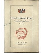 School Bakers Cooks Thanksgiving Dinner WWI 1918 PROGRAM ROSTER Camp Sevier - £1,938.06 GBP