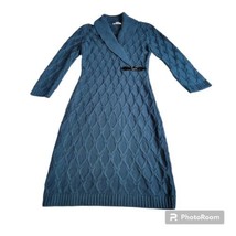 Calvin Klein Womens Small Sweater Dress Long Sleeve Teal Cowl Neck Knit ... - $19.79