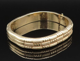 14K GOLD - Vintage Textured Wide Brick Pattern Bangle Bracelet - GBR051 - £1,138.55 GBP