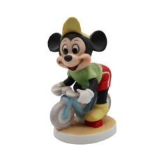 Vintage Walt Disney Productions Mickey Mouse riding a bicycle ceramic fi... - $19.99