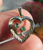 STERLING SILVER HEART PENDANT .925 necklace light blue gems - $16.99