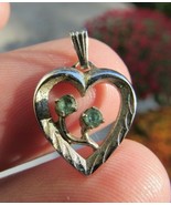 STERLING SILVER HEART PENDANT .925 necklace light blue gems - $310.42 MXN