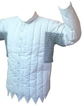 White Color Medieval Gambeson with Maille Voider - £88.70 GBP