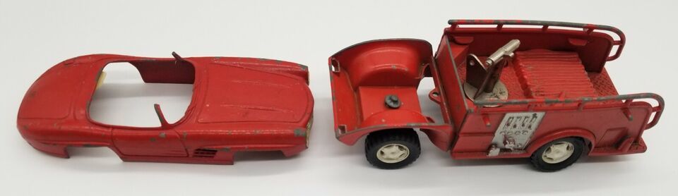 Toys For Parts Mercedes Benz 200 SL Red Car & Gabriel Hubley Fire Truck - $39.81