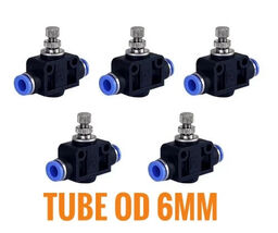 Pneumatic Air Flow Speed Control Valve Tube OD 6mm, Push In Fitting, 5 Pcs - $24.18