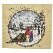 I'm Dreaming of a White Christmas Tree Family Snow Scene Rubber Stamp 80178 New - $29.00