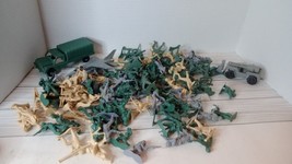Large Lot Of Plastic Green And Beige Ay Men With Vehicle Made in China - £7.88 GBP