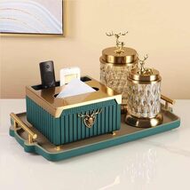 Luxury Tissue Box and Tray Set, High-End Gold-Lid Organizer with Decorat... - $499.00