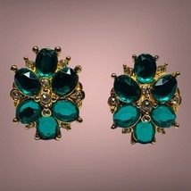 vintage ab rhinestone clip on earrings  - £31.85 GBP