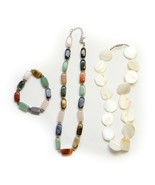 Lot of 3 Ladies Jewelry 1 Bracelet and 2 Necklace Mix Color Stone - £9.52 GBP