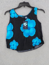 HIBISCUS COLLECTION WOMENS SLEEVELESS TANK TOP SZ S BLACK BLUE FLOWER RA... - £7.85 GBP