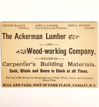1895 Ackerman Lumber Mill Victorian Advertisement Passaic New Jersey 3 F13L - $19.99