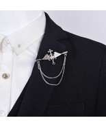 Angel Wing with Chain Brooch Retro Korean Style Metal Pin for Suit Badge... - £7.86 GBP