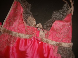 Victoria&#39;s Secret 32C Bra Set+Babydoll Pink Beige Lace Angel Fantasies Valentine - £110.78 GBP