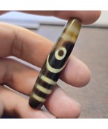 S4 Vintage Old Tibetan 2 Eyes 5 Stripes Agate stone Dzi Bead big Amulet - €64,22 EUR