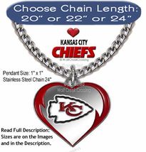 LOVE Kansas City CHIEFS NECKLACE Stainless Steel Chain Football NFL FREE... - $20.76