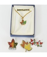 Canada Souvenir Tricolor Maple Leaf Necklace + Pins Brooch - $17.41 CAD