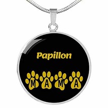 Papillon Mama Circle Necklace Engraved 18k Gold 18-22&quot; Dog Owner Lover Jewelry - $69.25