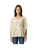 Flying Tomato Ivory Beige Lace Boho Top Size M - $471.15 MXN